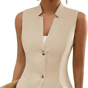 Mina Self Sleeveless Vest Tops For Women 2025 Summer Beige Lightweight Fashion